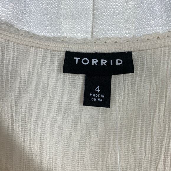 Torrid Whisper White Cream Gauze Y Neck Maxi Dress Sz.4 NWT - Picture 8 of 16